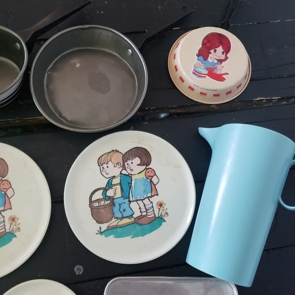 Chilton Toys Vintage Pots Pans Places Pitcher Dishes Aluminum Little Kids Child